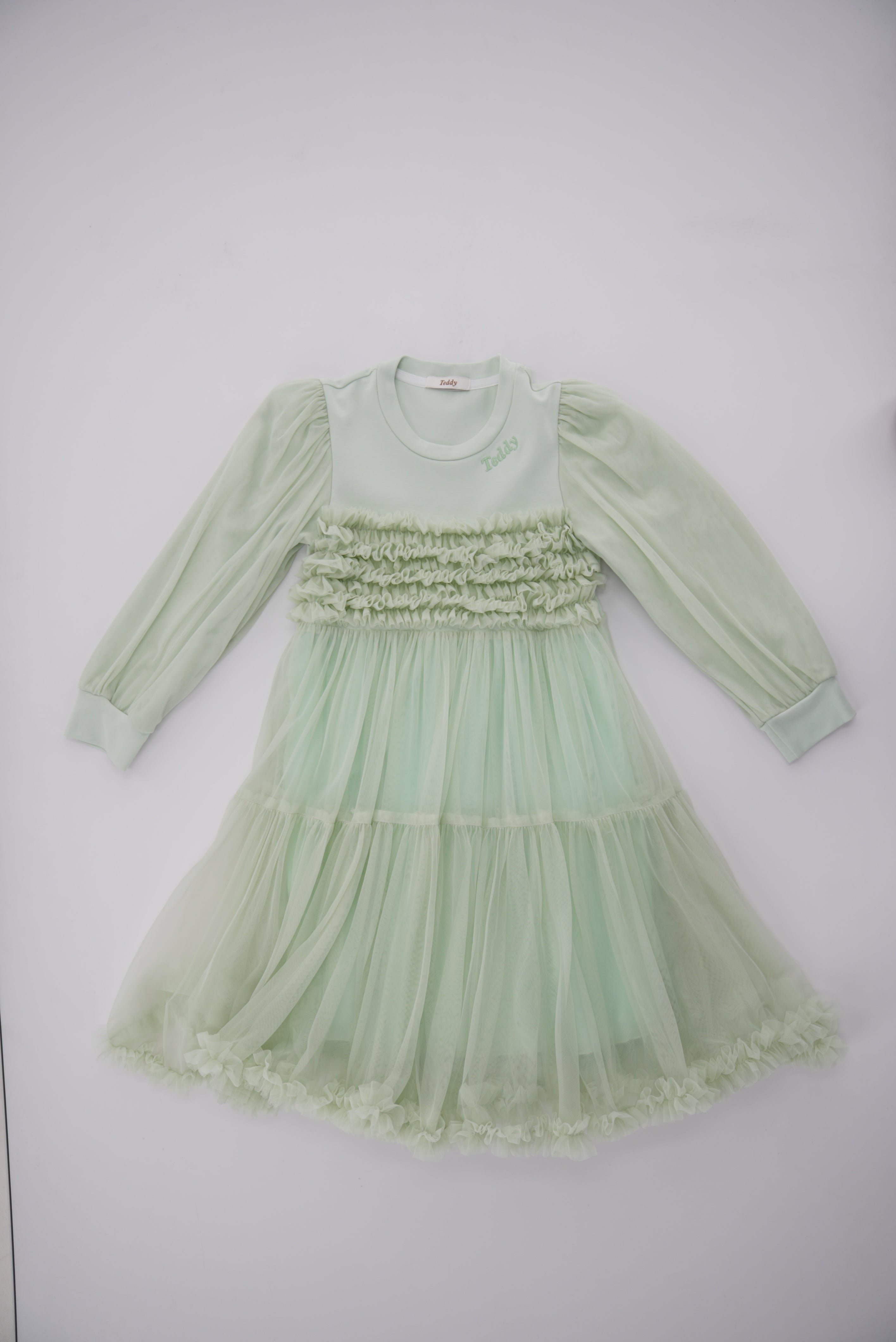 Green chiffon and cotton dress