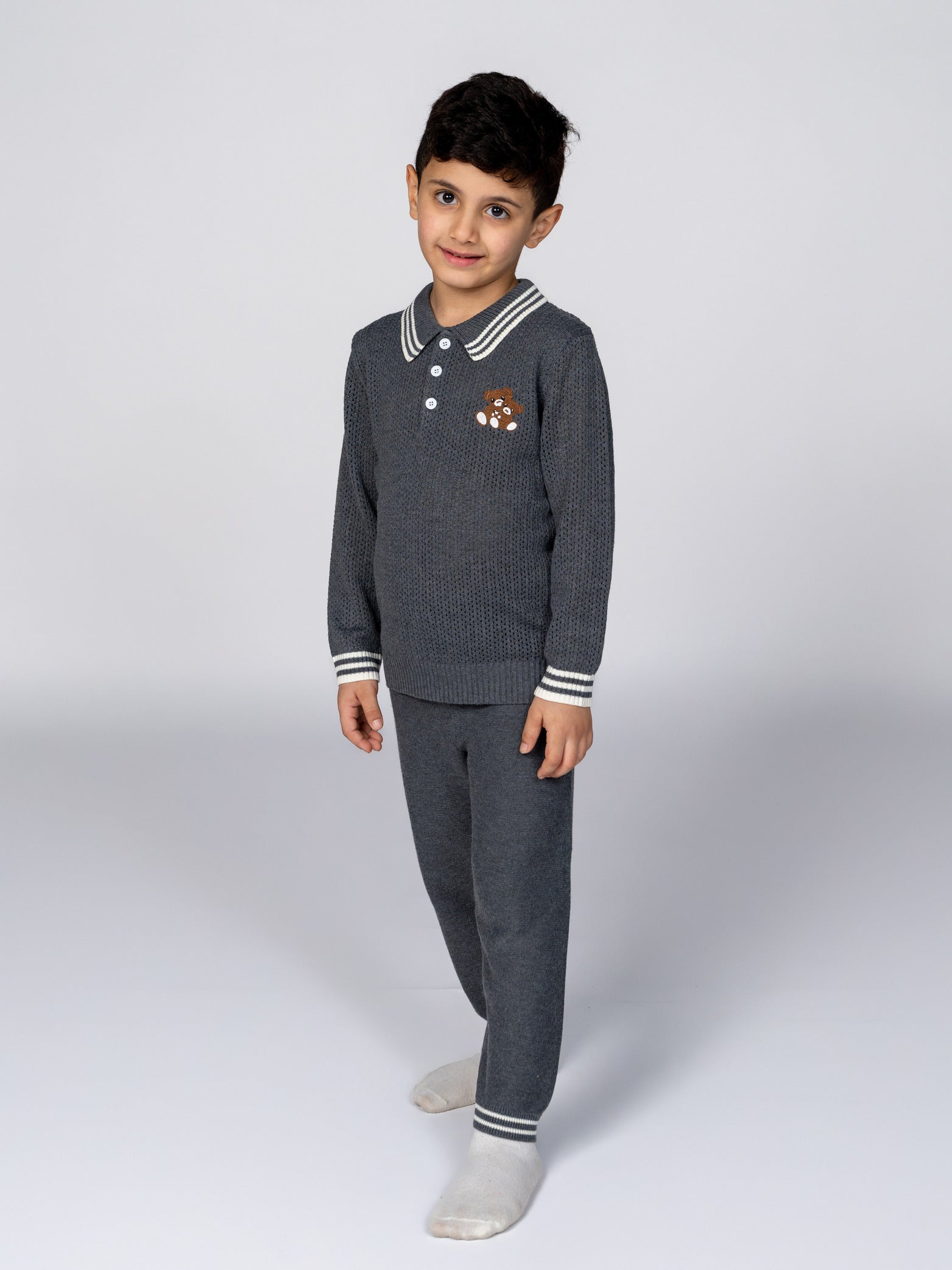 طقم رمادي أولاد - صوف