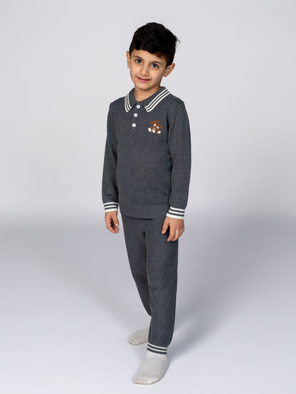 طقم رمادي أولاد - صوف