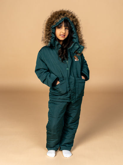 بدلة سكي زيتي افرول شتوي اطفال - قطن