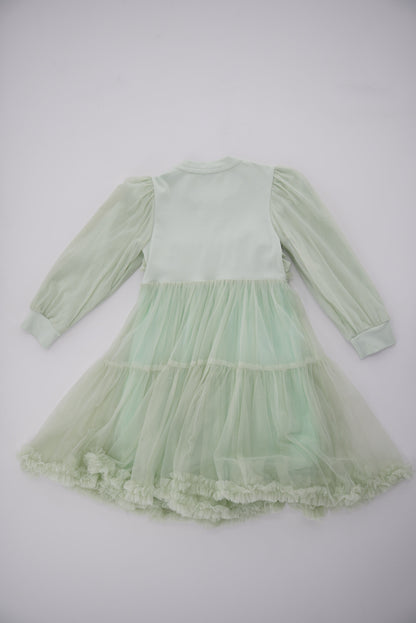 Green chiffon and cotton dress