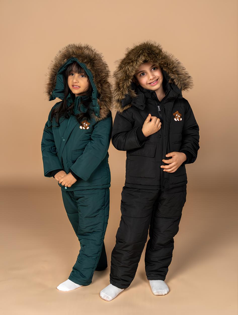 بدلة سكي زيتي افرول شتوي اطفال - قطن