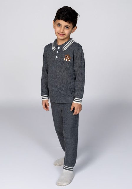 طقم رمادي أولاد - صوف