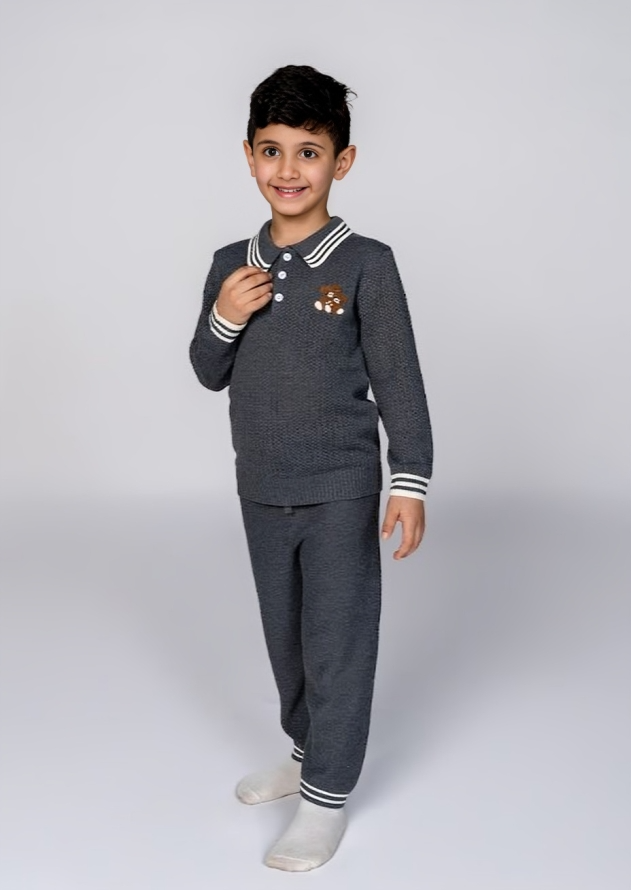 طقم رمادي أولاد - صوف