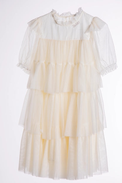 Off-white dress, a mix of tulle and cotton